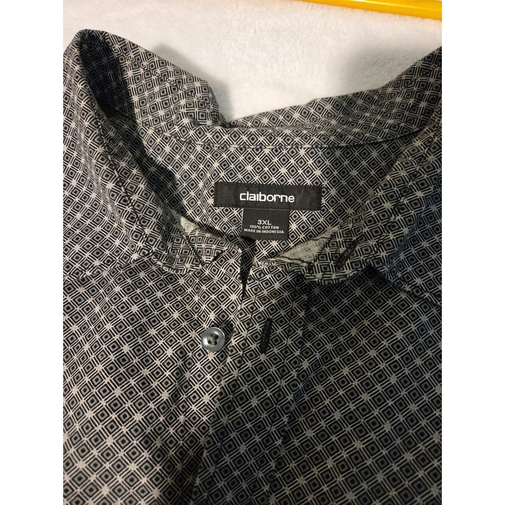 Claibourne Men's XXL Short Sleeved Button Up Black and White Check